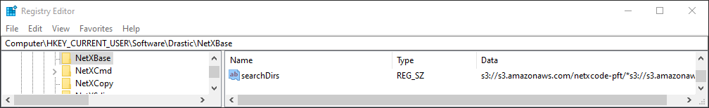 netxbase registry searchDirs