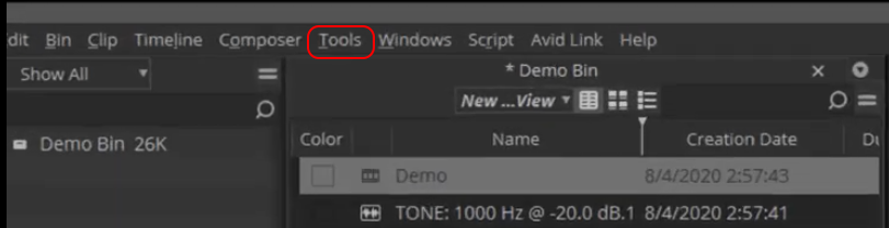 tools menu