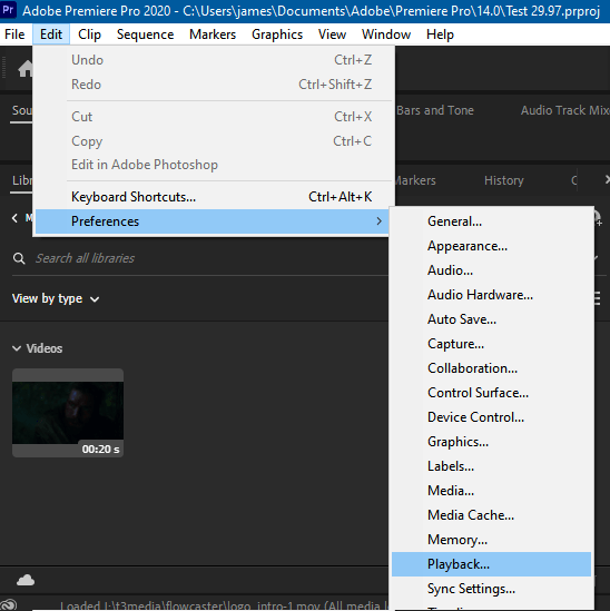 FlowCaster Premiere PrefCaptMenu