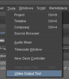 FlowCaster Avid VideoOutputTool Menu