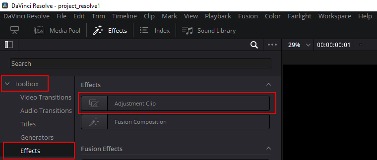 effects adjustment clip