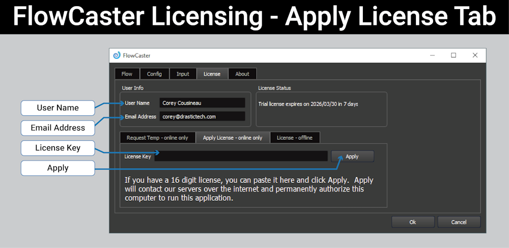apply license tab