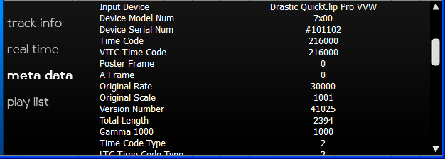 Metadata display, showing the media files internal metadata (comments, descriptions, camera, gps coordinates, serial, device, edit data, url, etc)