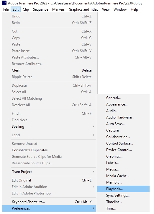 Adobe Edit Preferences