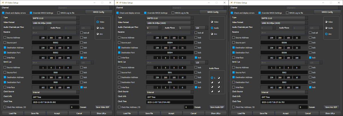 S2022 SMPTE 2110 IP Config